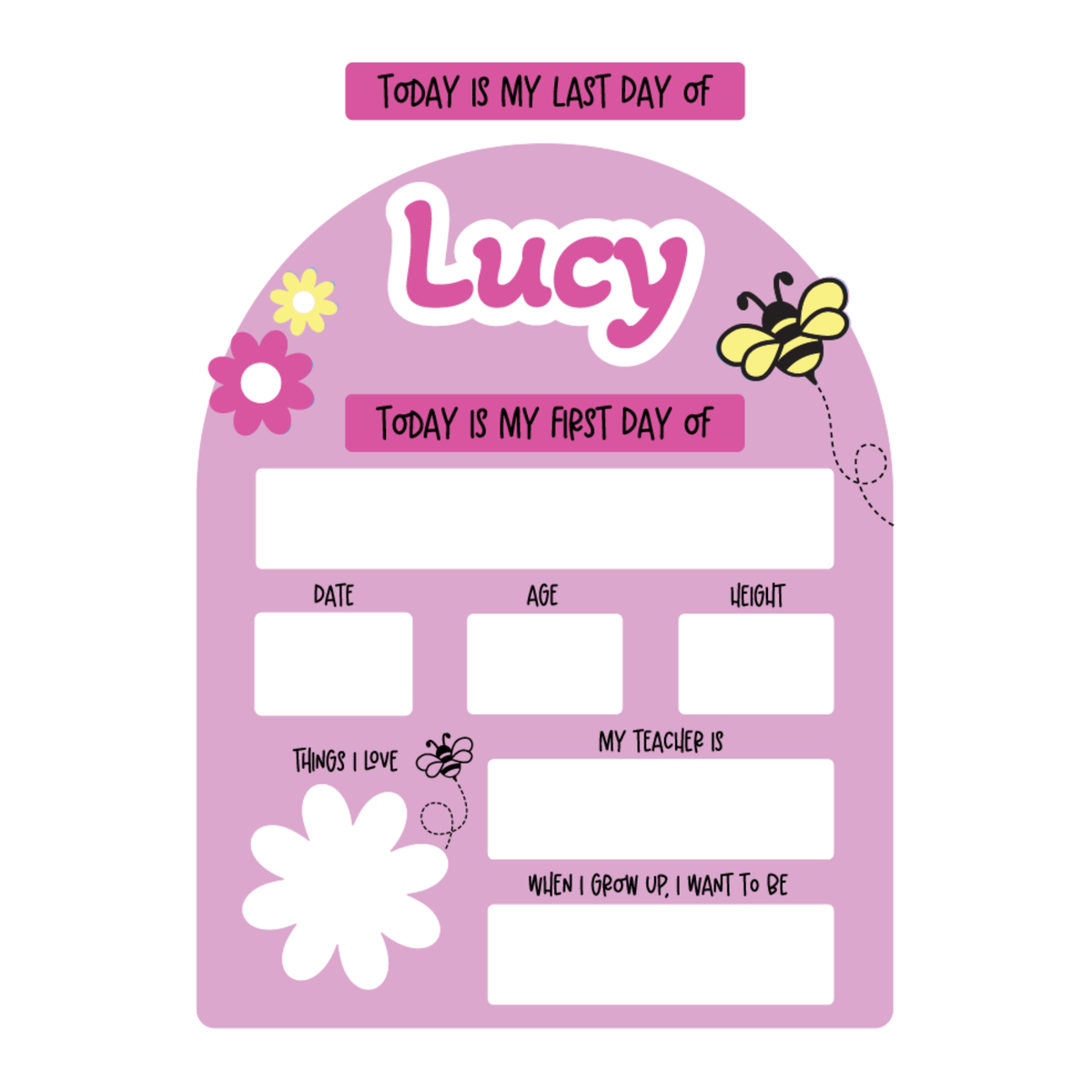 First & Last Day of School Acrylic Boards Arch with optional name change